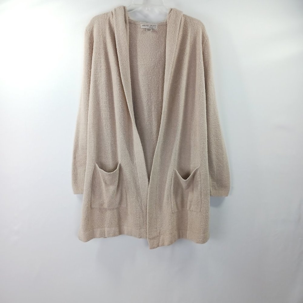 BAREFOOT DREAMS| Cozy Chic Lite Knit Beige Hooded Open Front Cardigan Sz Medium